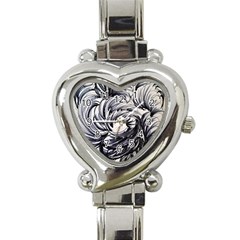 Mono Patterns Heart Italian Charm Watch by kaleidomarblingart