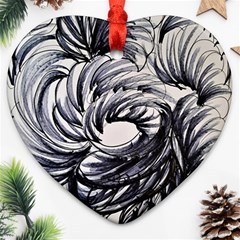 Mono Patterns Heart Ornament (two Sides) by kaleidomarblingart