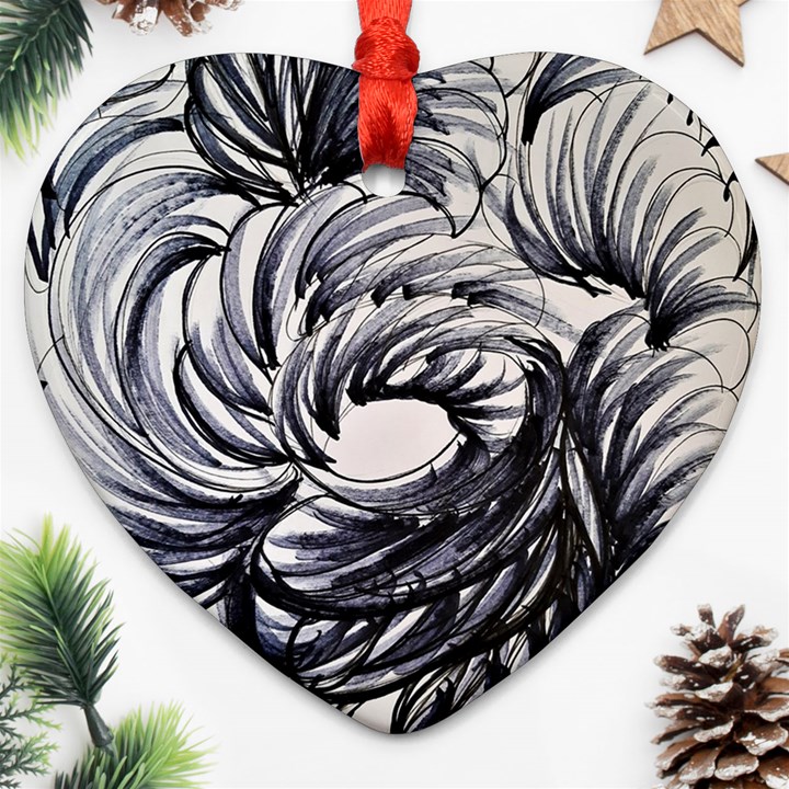 mono patterns Heart Ornament (Two Sides)