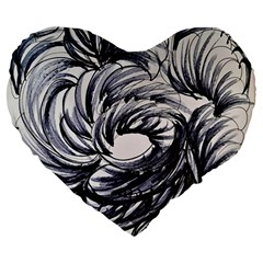 Mono Patterns Large 19  Premium Heart Shape Cushions by kaleidomarblingart