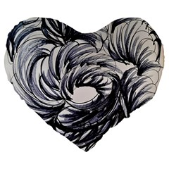 Mono Patterns Large 19  Premium Flano Heart Shape Cushions by kaleidomarblingart