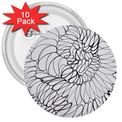 Mono Swirls 3  Buttons (10 Pack)  by kaleidomarblingart