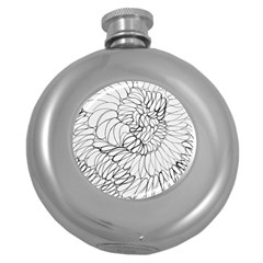 Mono Swirls Round Hip Flask (5 Oz) by kaleidomarblingart