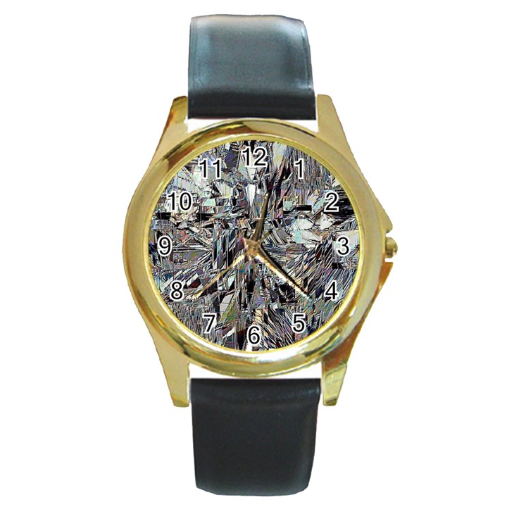 Teeth Grinder Round Gold Metal Watch