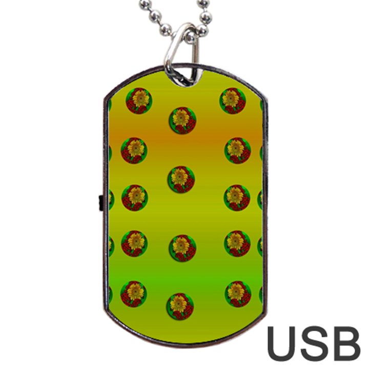 Sun Flowers For Iconic Pleasure In Pumpkin Time Dog Tag USB Flash (Two Sides)