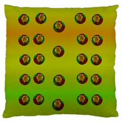 Sun Flowers For Iconic Pleasure In Pumpkin Time Large Flano Cushion Case (one Side) by pepitasart