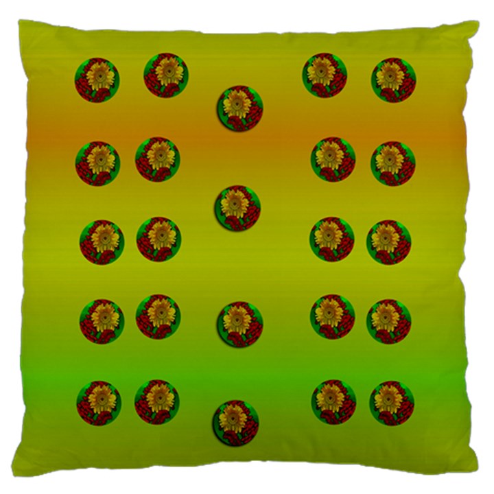 Sun Flowers For Iconic Pleasure In Pumpkin Time Large Flano Cushion Case (One Side)