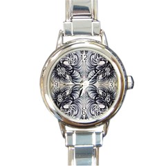 Mono Repeats Vi Round Italian Charm Watch by kaleidomarblingart