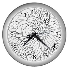 Mono Swirls Wall Clock (silver) by kaleidomarblingart