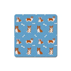 Cute Corgi Dogs Square Magnet by SychEva