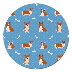 Cute Corgi Dogs Magnet 5  (round) by SychEva