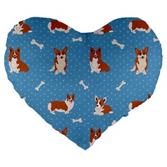 Cute Corgi Dogs Large 19  Premium Heart Shape Cushions by SychEva