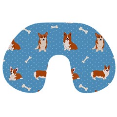 Cute Corgi Dogs Travel Neck Pillow by SychEva