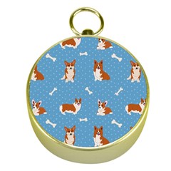 Cute Corgi Dogs Gold Compasses by SychEva