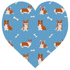 Cute Corgi Dogs Wooden Puzzle Heart by SychEva