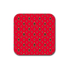 Sketchy Christmas Tree Motif Drawing Pattern Rubber Coaster (square)  by dflcprintsclothing