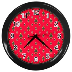 Sketchy Christmas Tree Motif Drawing Pattern Wall Clock (black) by dflcprintsclothing