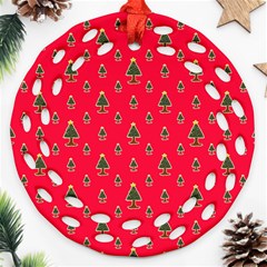 Sketchy Christmas Tree Motif Drawing Pattern Round Filigree Ornament (two Sides) by dflcprintsclothing