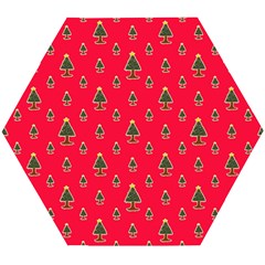 Sketchy Christmas Tree Motif Drawing Pattern Wooden Puzzle Hexagon by dflcprintsclothing