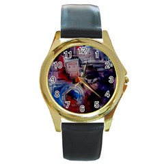 Fog-1-2 Round Gold Metal Watch