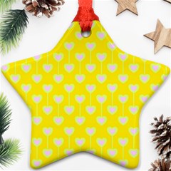 Purple Hearts On Yellow Background Ornament (star) by SychEva