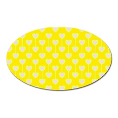 Purple Hearts On Yellow Background Oval Magnet by SychEva