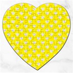 Purple Hearts On Yellow Background Jigsaw Puzzle (Heart) Front