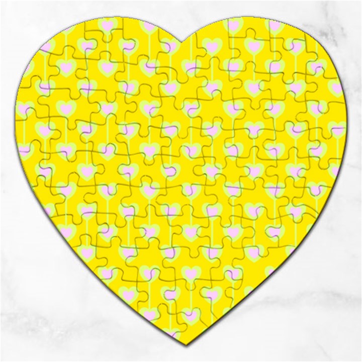 Purple Hearts On Yellow Background Jigsaw Puzzle (Heart)