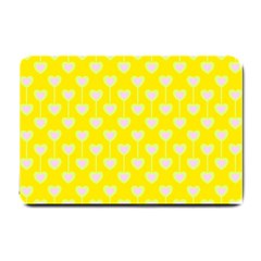 Purple Hearts On Yellow Background Small Doormat  by SychEva