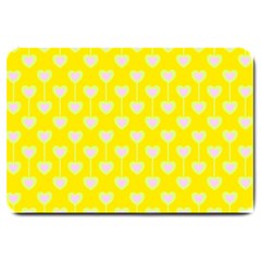 Purple Hearts On Yellow Background Large Doormat  by SychEva