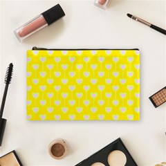 Purple Hearts On Yellow Background Cosmetic Bag (medium) by SychEva