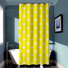 Purple Hearts On Yellow Background Shower Curtain 36  X 72  (stall)  by SychEva