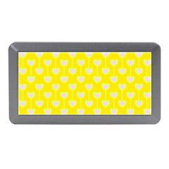 Purple Hearts On Yellow Background Memory Card Reader (mini) by SychEva