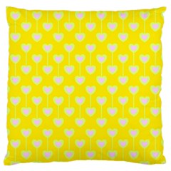 Purple Hearts On Yellow Background Large Cushion Case (one Side) by SychEva