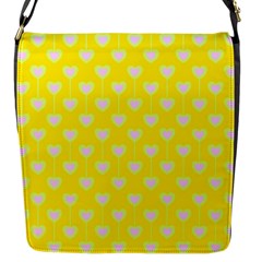 Purple Hearts On Yellow Background Flap Closure Messenger Bag (s) by SychEva