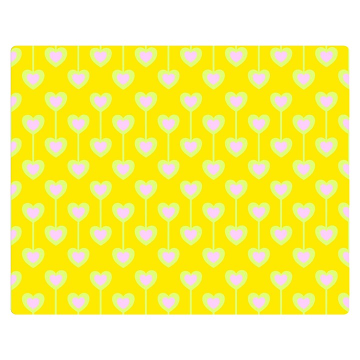 Purple Hearts On Yellow Background Double Sided Flano Blanket (Medium) 