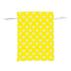 Purple Hearts On Yellow Background Lightweight Drawstring Pouch (l) by SychEva