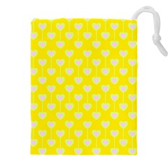 Purple Hearts On Yellow Background Drawstring Pouch (4xl) by SychEva