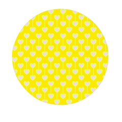 Purple Hearts On Yellow Background Mini Round Pill Box (pack Of 3) by SychEva