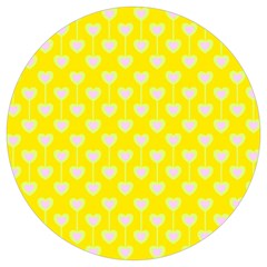 Purple Hearts On Yellow Background Round Trivet by SychEva