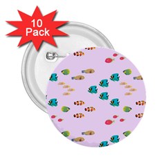 Marine Fish Multicolored On A Pink Background 2 25  Buttons (10 Pack)  by SychEva