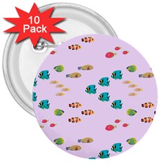 Marine Fish Multicolored On A Pink Background 3  Buttons (10 Pack)  by SychEva