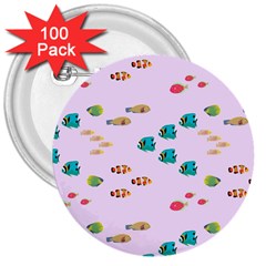 Marine Fish Multicolored On A Pink Background 3  Buttons (100 Pack)  by SychEva