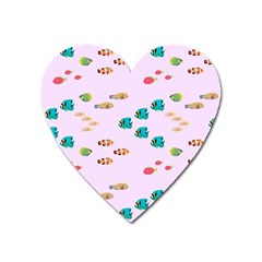 Marine Fish Multicolored On A Pink Background Heart Magnet by SychEva