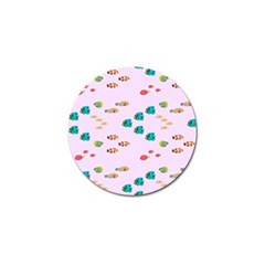 Marine Fish Multicolored On A Pink Background Golf Ball Marker (4 Pack) by SychEva