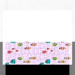 Marine Fish Multicolored On A Pink Background Rectangular Jigsaw Puzzl by SychEva