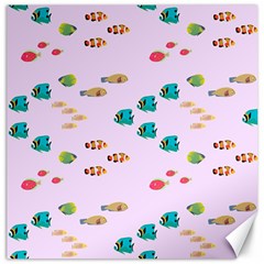 Marine Fish Multicolored On A Pink Background Canvas 20  X 20  by SychEva