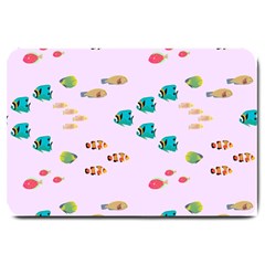 Marine Fish Multicolored On A Pink Background Large Doormat  by SychEva