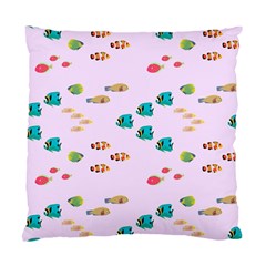 Marine Fish Multicolored On A Pink Background Standard Cushion Case (one Side) by SychEva