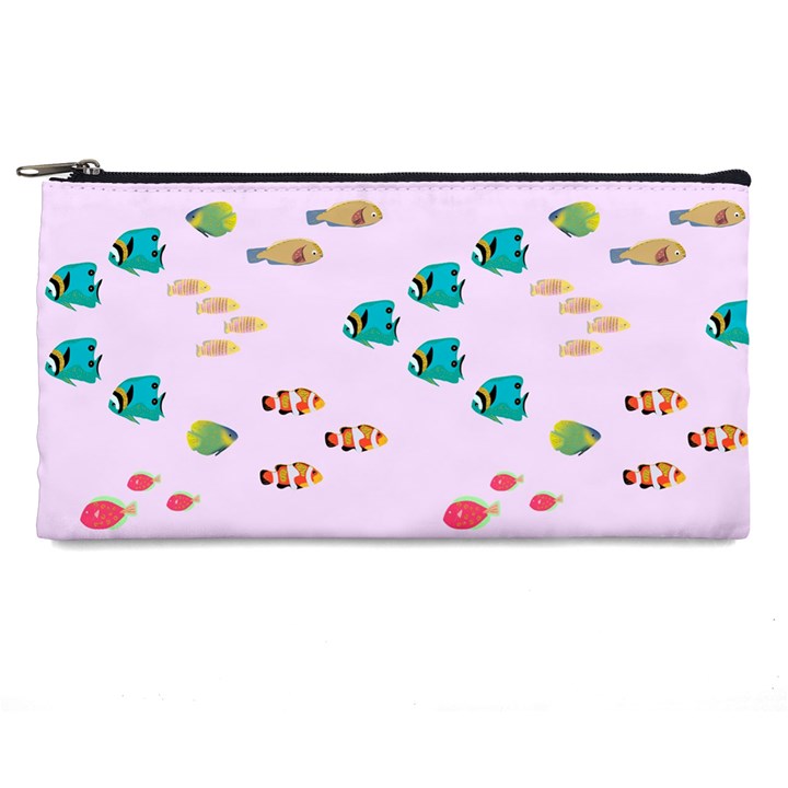 Marine Fish Multicolored On A Pink Background Pencil Case